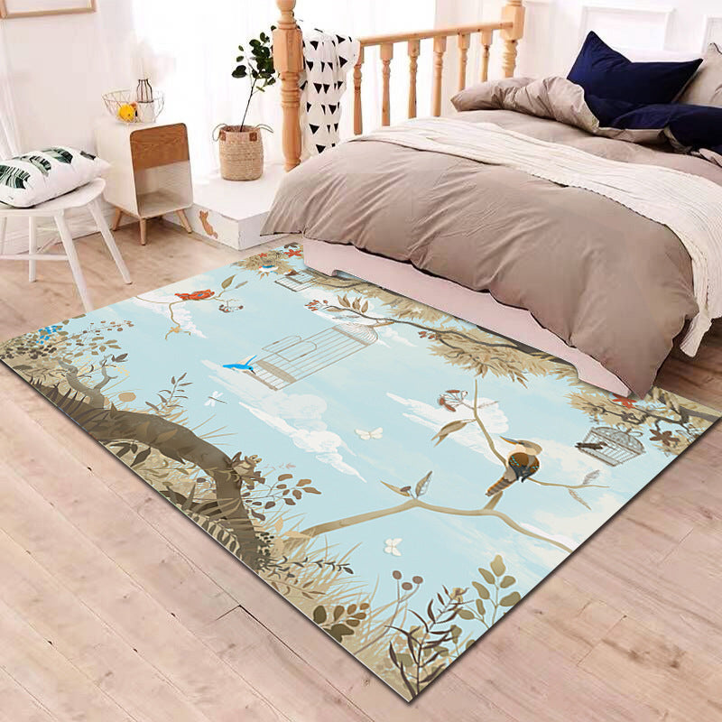 Multi-Colored Cartoon Rug Synthetics Animal Land Pattern Rug Anti-Slip Backing Machine Washable Pet Friendly Area Carpet for Baby Room Blue Clearhalo 'Area Rug' 'Rug' 2106319