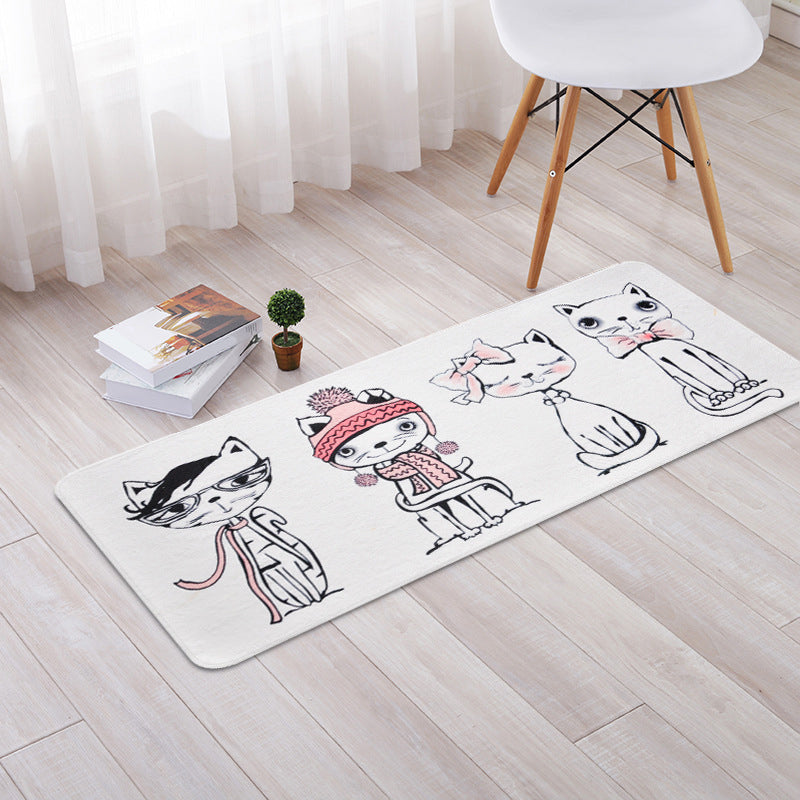 Decorative Nordic Rug Multi Color Animal Wearing Scarf Sketch Rug Pet Friendly Washable Anti-Slip Rug for Room Pink 1'8" x 3'11" Clearhalo 'Area Rug' 'Rug' 2106460