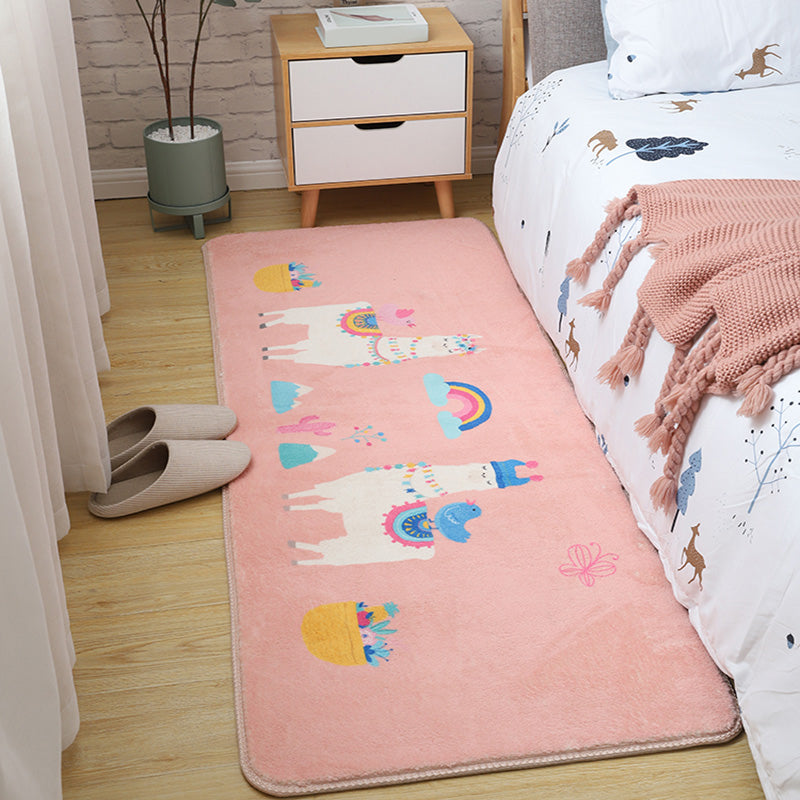 Kids Bedroom Area Rug Multi Colored Animal Sketch Rug Cotton Machine Wash Carpet White Clearhalo 'Area Rug' 'Rug' 2106503