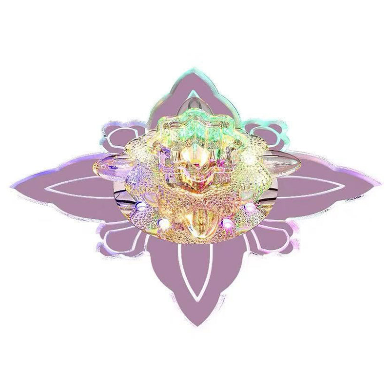 Floral Shaped Hallway LED Flush Mount Crystal Modern Flushmount Ceiling Light in Clear Clearhalo 'Ceiling Lights' 'Close To Ceiling Lights' 'Close to ceiling' 'Flush mount' Lighting' 2106953