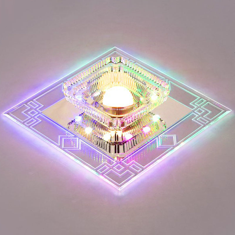 Crystal Squared LED Flush Mount Modern Clear Flushmount Ceiling Light for Entryway Clearhalo 'Ceiling Lights' 'Close To Ceiling Lights' 'Close to ceiling' 'Flush mount' Lighting' 2107026