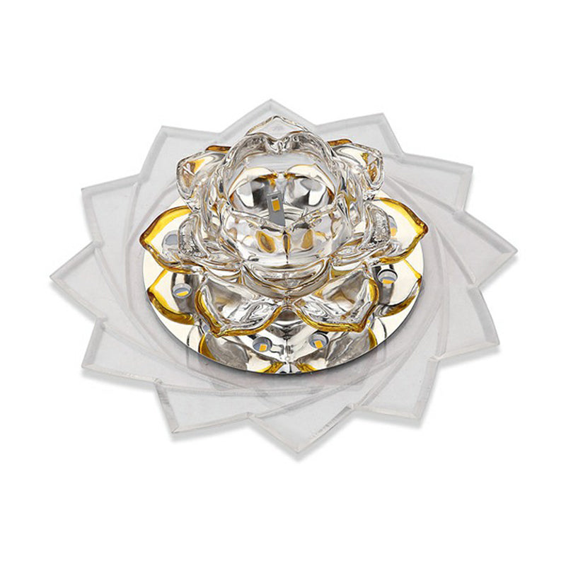 Lotus-Shaped LED Flush Mount Light Simplicity Crystal Corridor Flush Mount Ceiling Light in Clear Clearhalo 'Ceiling Lights' 'Close To Ceiling Lights' 'Close to ceiling' 'Flush mount' Lighting' 2107068