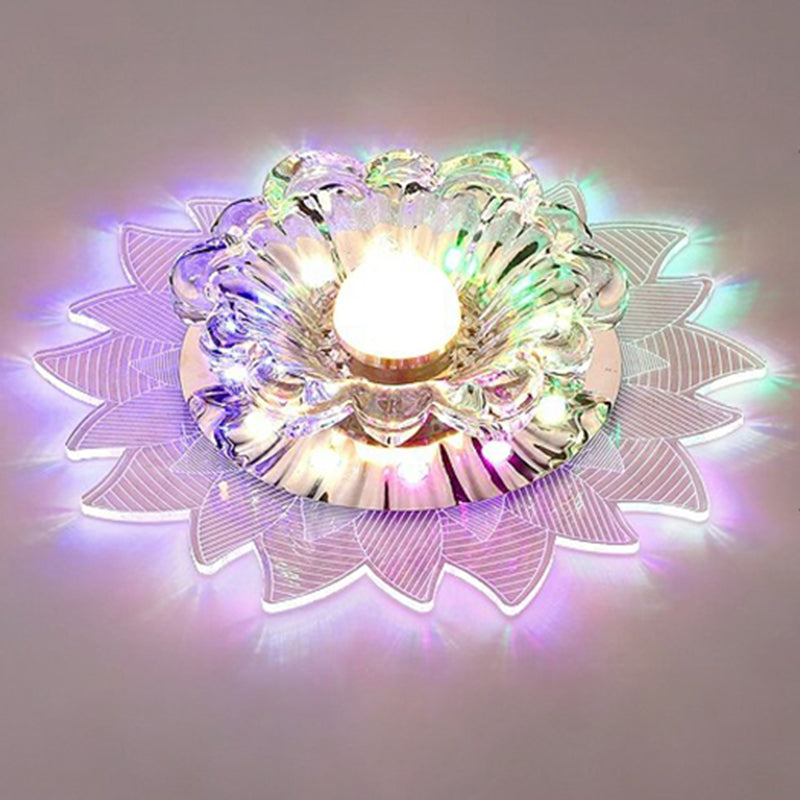 Modern Blossom Shaped LED Flush Mount Crystal Hallway Flushmount Ceiling Light in Clear Clearhalo 'Ceiling Lights' 'Close To Ceiling Lights' 'Close to ceiling' 'Flush mount' Lighting' 2107187