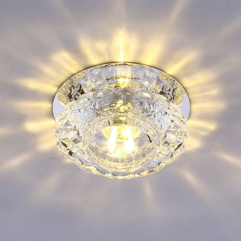 Clear Floral Shade Flush Mount Lighting Minimalist Crystal LED Flush Mount Fixture for Foyer Clearhalo 'Ceiling Lights' 'Close To Ceiling Lights' 'Close to ceiling' 'Flush mount' Lighting' 2107225