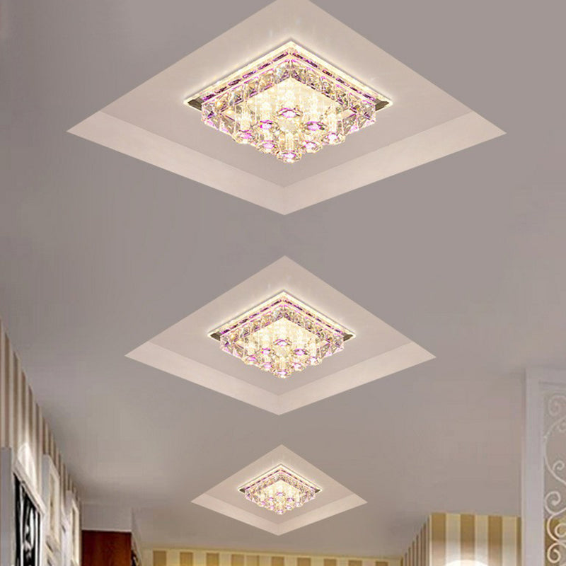 Crystal Square Shaped Flush Mount Modern LED Flushmount Ceiling Light for Hallway Clearhalo 'Ceiling Lights' 'Close To Ceiling Lights' 'Close to ceiling' 'Flush mount' Lighting' 2107447
