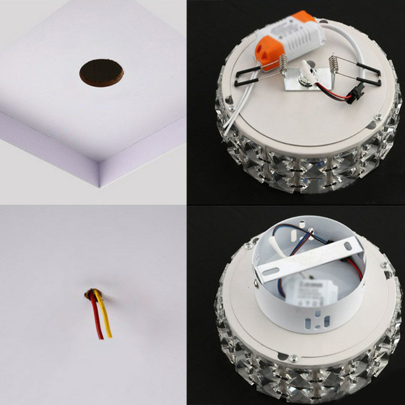 Drum Shaped Flush Mount Lighting Minimalist Crystal LED Flush Mount Fixture for Entryway Clearhalo 'Ceiling Lights' 'Close To Ceiling Lights' 'Close to ceiling' 'Flush mount' Lighting' 2107559