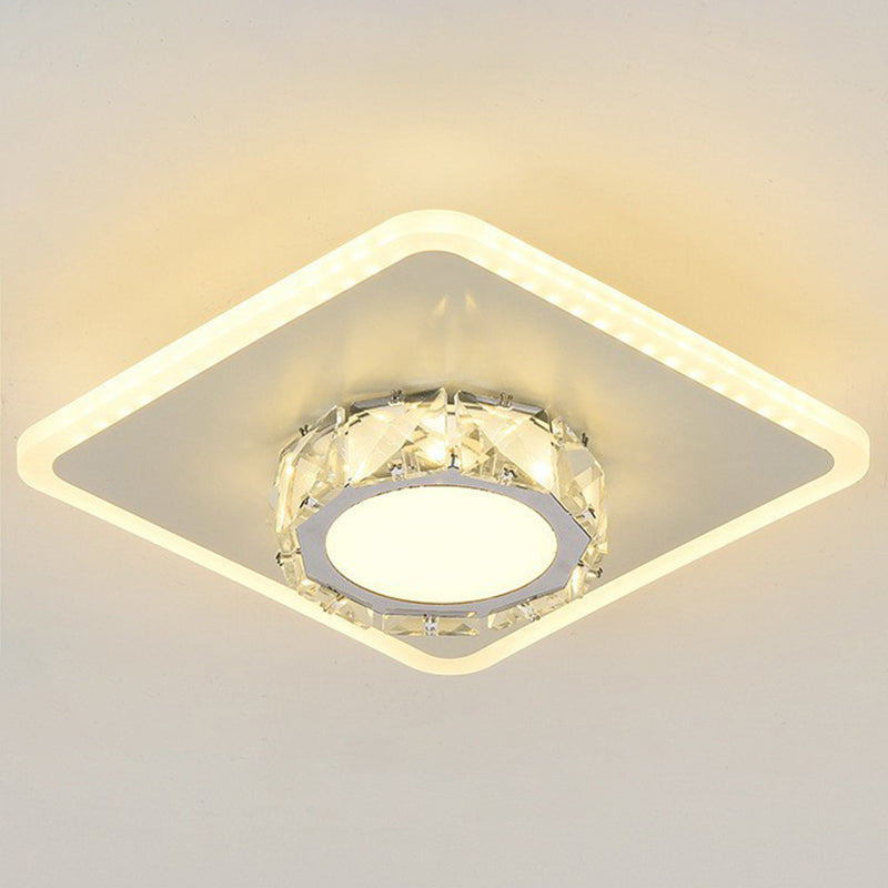 Contemporary Geometric Shaped Flush Ceiling Light Crystal Hallway LED Flush Mount Lighting Fixture Clearhalo 'Ceiling Lights' 'Close To Ceiling Lights' 'Close to ceiling' 'Flush mount' Lighting' 2107585
