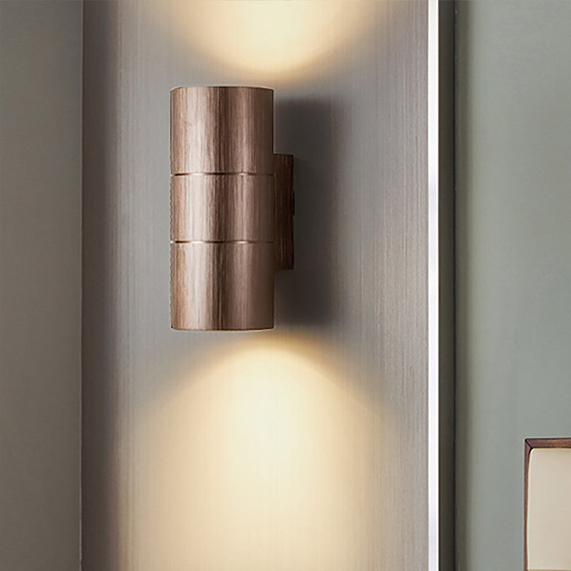 Tubular LED Up and Down Wall Sconce Modern Metal 1 Light Black/Grey/Gold Wall Lamp for Bathroom Clearhalo 'Cast Iron' 'Glass' 'Industrial' 'Modern wall lights' 'Modern' 'Tiffany' 'Traditional wall lights' 'Wall Lamps & Sconces' 'Wall Lights' Lighting' 211307