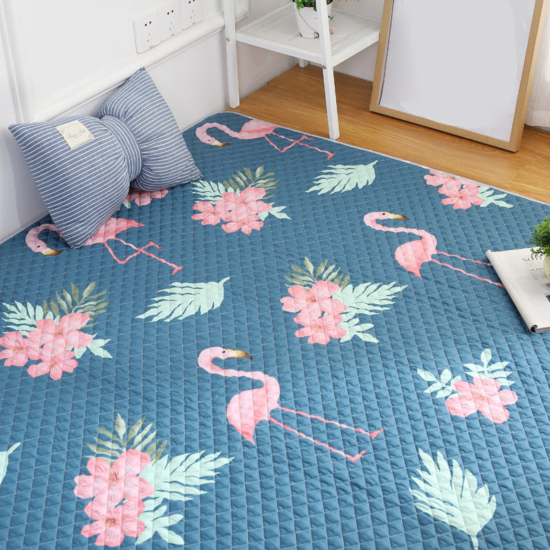 Nordic Animal Print Quilted Rug Multi-Color Cotton Carpet Pet Friendly Non-Slip Backing Stain Resistant Rug for Home Decoration Blue Clearhalo 'Area Rug' 'Rug' 2121621