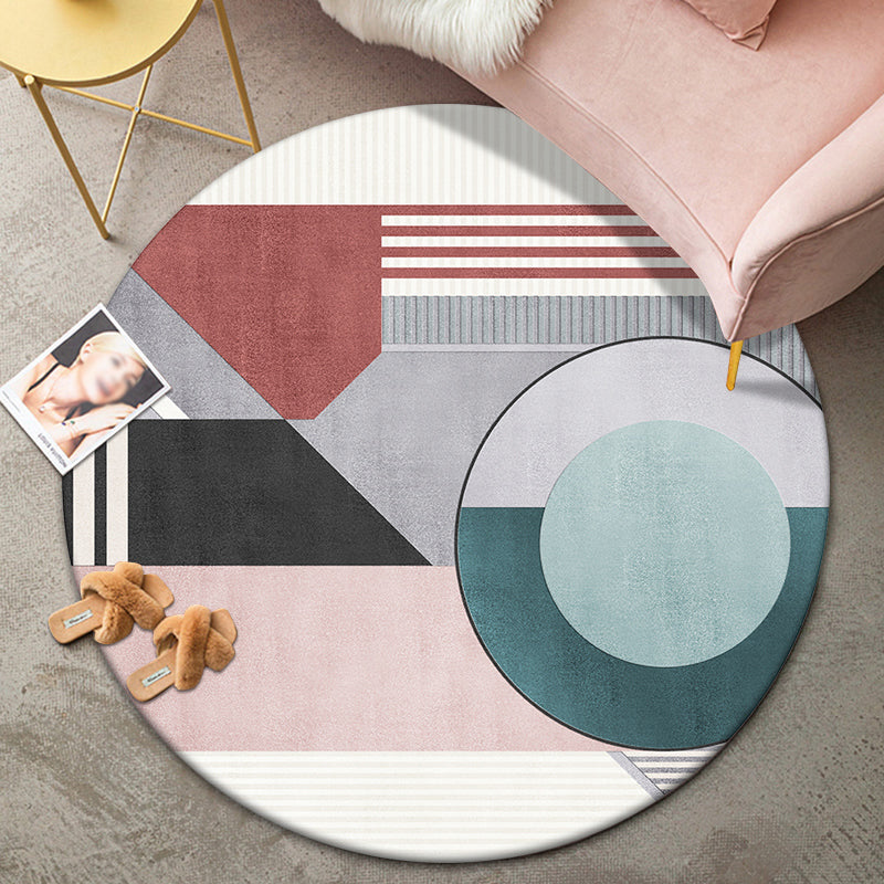 Mid Century Color-Blocking Rug Multi Colored Synthetics Rug Non-Slip Backing Machine Wash Pet Friendly Carpet for Home Decor Green Clearhalo 'Area Rug' 'Rug' 2122009