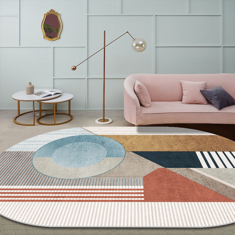Classy Mid-Century Rug Multicolor Color-Block Pattern Rug Pet Friendly Machine Washable Non-Slip Rug for Bedroom Grey Clearhalo 'Area Rug' 'Rug' 2122035