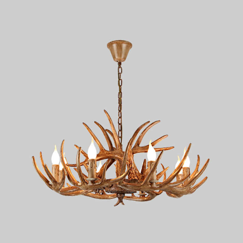 Antler Shape Resin Chandelier Light Rustic Restaurant Pendant Light Fixture in Brown Clearhalo 'Ceiling Lights' 'Chandeliers' 'Modern Chandeliers' 'Modern' Lighting' 2135919