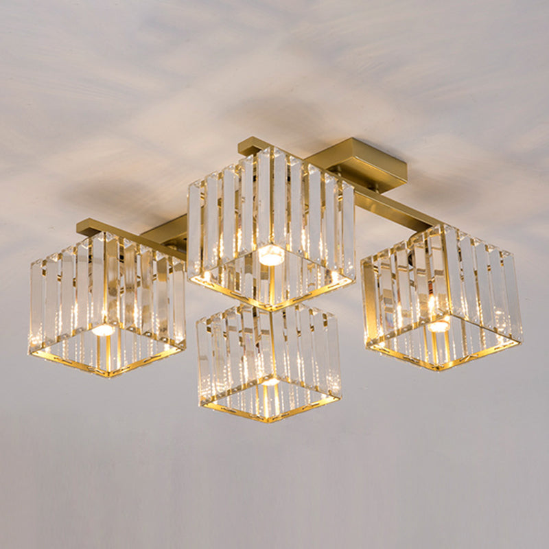 Artistic Square Flush Light Tri-Prism Crystal Living Room Flush Ceiling Light Fixture Clearhalo 'Ceiling Lights' 'Close To Ceiling Lights' 'Close to ceiling' 'Flush mount' Lighting' 2136260