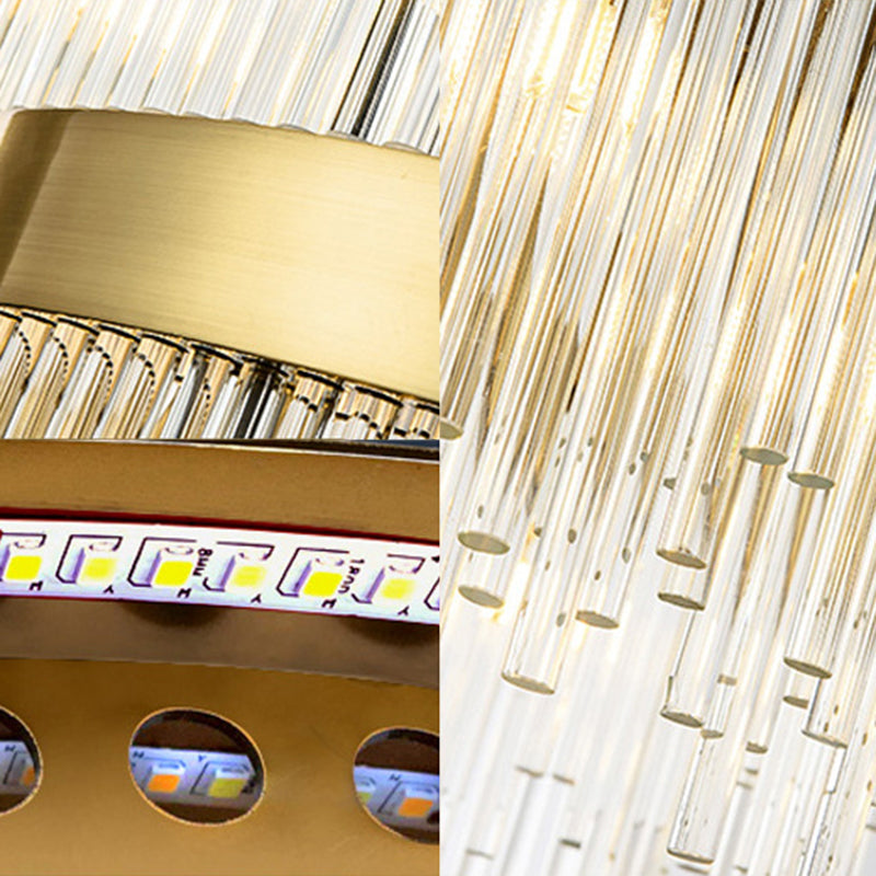 Crystal Rod Circle LED Suspension Light Artistic Gold Chandelier Light in Gold for Living Room Clearhalo 'Ceiling Lights' 'Chandeliers' 'Modern Chandeliers' 'Modern' Lighting' 2136324