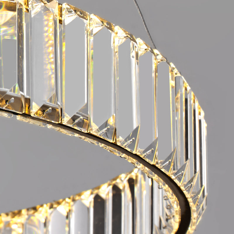 Clear Crystal Circle Chandelier Pendant Light Post-Modern LED Hanging Light for Living Room Clearhalo 'Ceiling Lights' 'Chandeliers' 'Modern Chandeliers' 'Modern' Lighting' 2136372