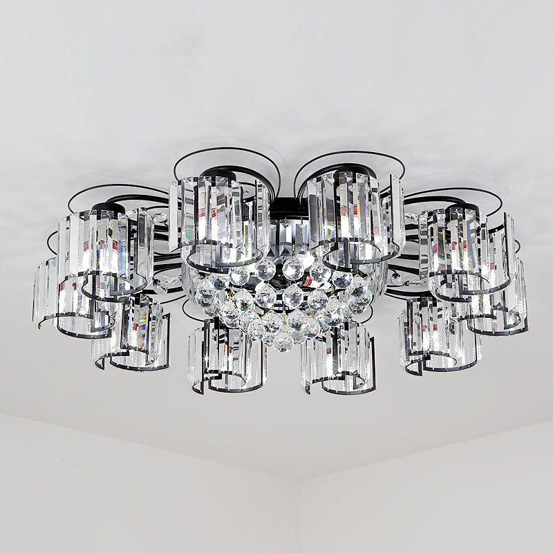Flower Bedroom Flush Ceiling Light Crystal Contemporary Flush Light Fixture in Black Clearhalo 'Ceiling Lights' 'Close To Ceiling Lights' 'Close to ceiling' 'Flush mount' Lighting' 2137887