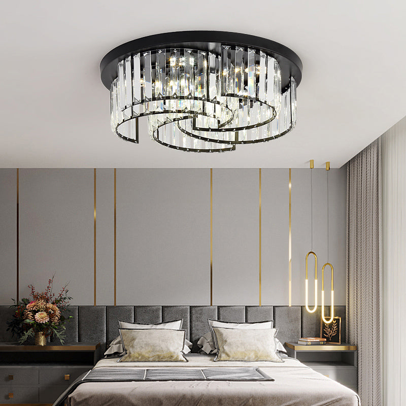 Black Windmill Shaped Ceiling Fixture Modern Prismatic Crystal LED Flush Mount Lighting Clearhalo 'Ceiling Lights' 'Close To Ceiling Lights' 'Close to ceiling' 'Flush mount' Lighting' 2138478