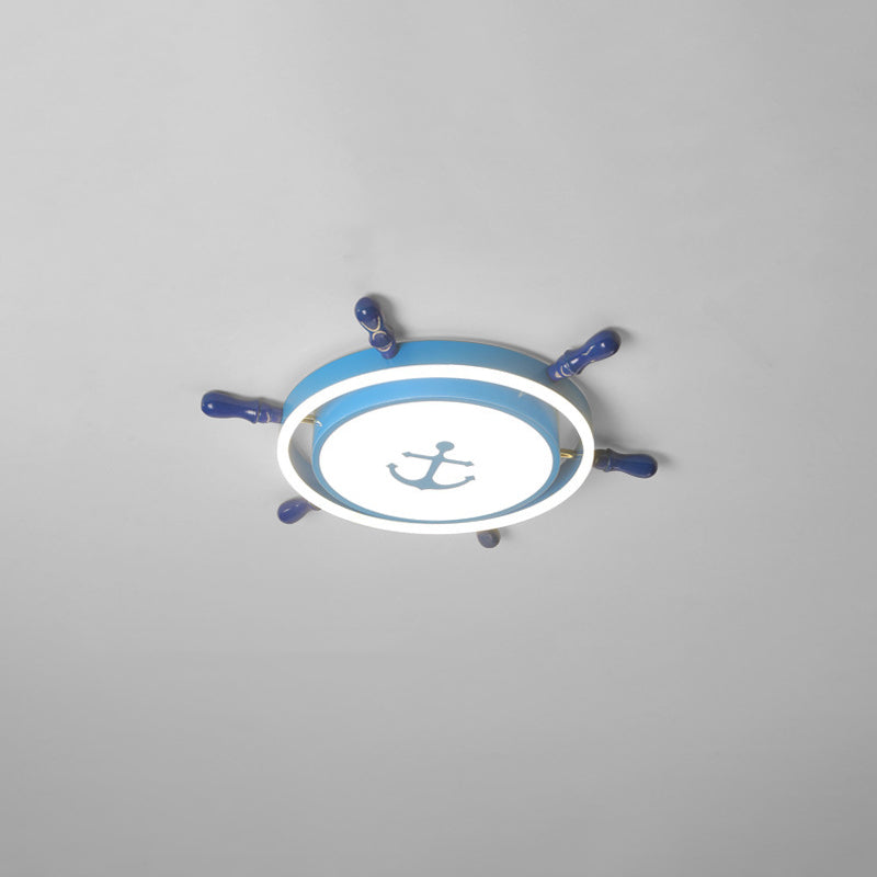 Rudder LED Flush Mount Lighting Kids Metallic Child Room Flush Mount Ceiling Light Clearhalo 'Ceiling Lights' 'Close To Ceiling Lights' 'Close to ceiling' 'Flush mount' Lighting' 2161977