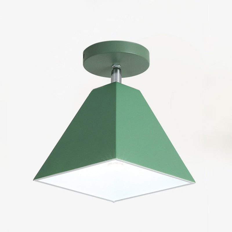 Simplicity Trapezoid Semi Flush Mount Metallic Single-Bulb Corridor Ceiling Mounted Light Clearhalo 'Ceiling Lights' 'Close To Ceiling Lights' 'Close to ceiling' 'Semi-flushmount' Lighting' 2162161