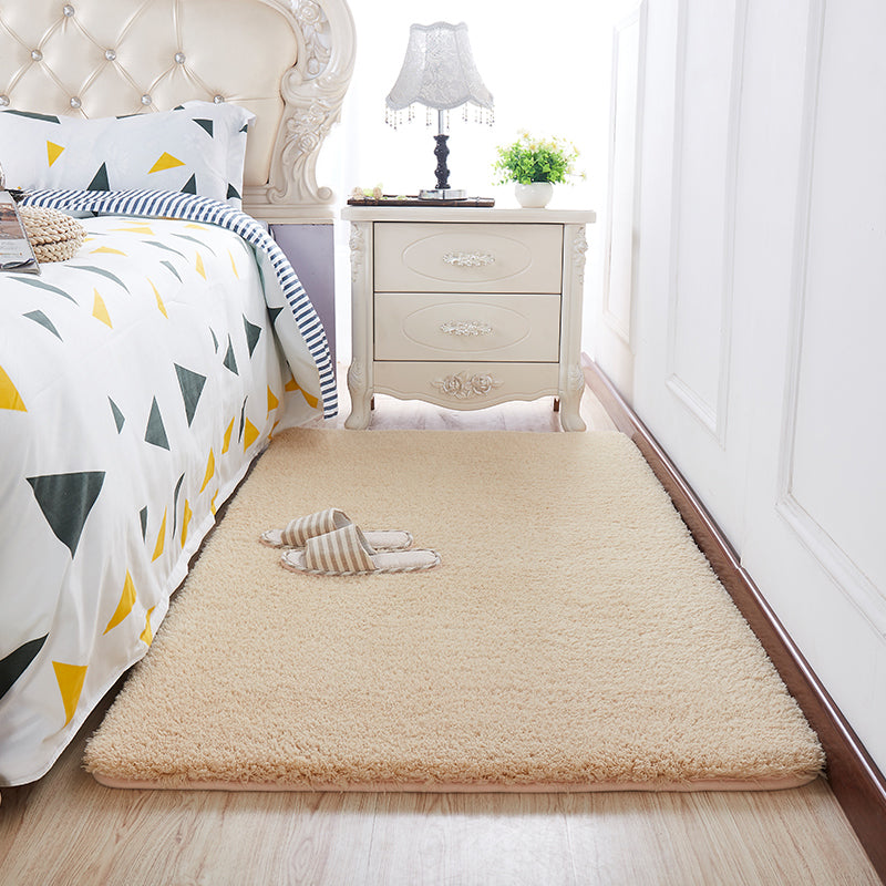 Multi Colored Plain Rug Artificial Wool Minimalist Rug Anti-Slip Backing Pet Friendly Machine Washable Carpet for Home Light Camel Clearhalo 'Area Rug' 'Casual' 'Rugs' Rug' 2172190