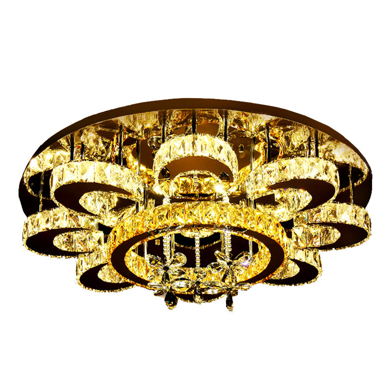 Crystal-Encrusted Round LED Ceiling Light Modern Style Stainless-Steel Semi Flush Light Fixture Clearhalo 'Ceiling Lights' 'Close To Ceiling Lights' 'Close to ceiling' 'Semi-flushmount' Lighting' 2172625