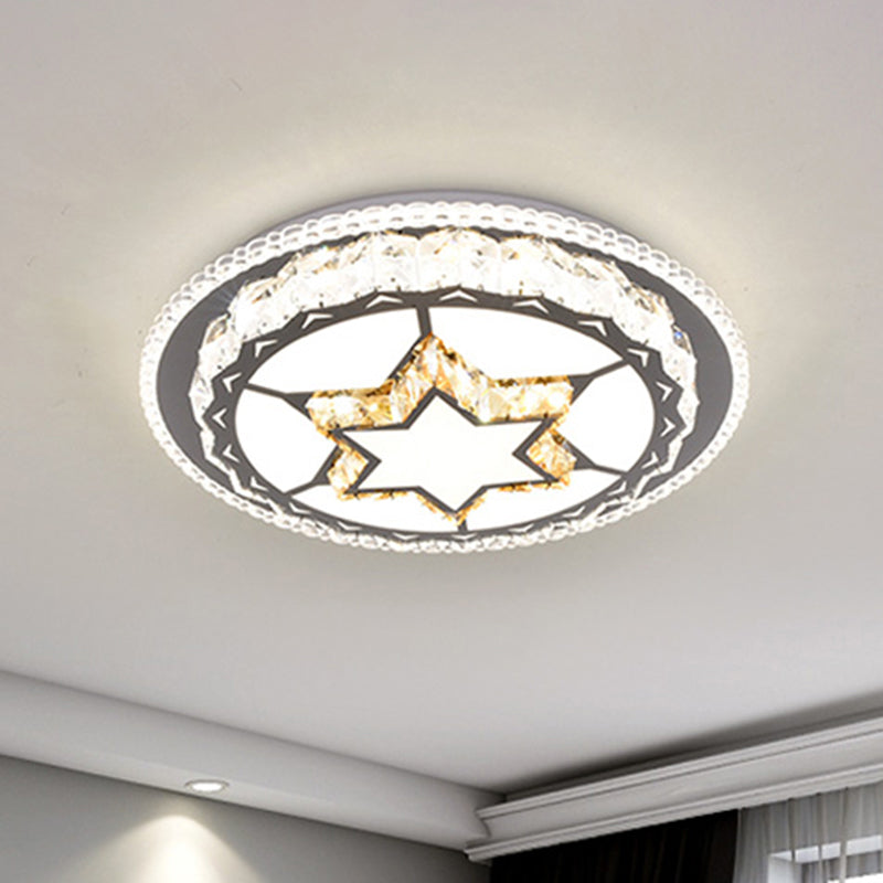 Round Bedroom LED Flush Mount Crystal Modern Flushmount Ceiling Light in Stainless-Steel Clearhalo 'Ceiling Lights' 'Close To Ceiling Lights' 'Close to ceiling' 'Flush mount' Lighting' 2172707