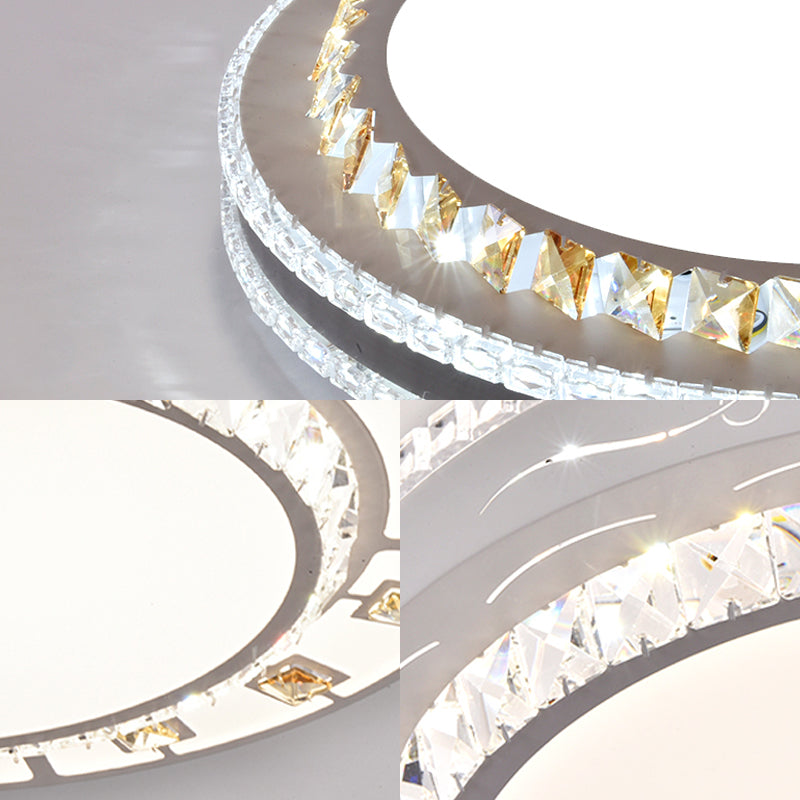 Drum LED Flush Mount Light Simplicity Crystal Bedroom Flush Mount Ceiling Light in Stainless-Steel Clearhalo 'Ceiling Lights' 'Close To Ceiling Lights' 'Close to ceiling' 'Flush mount' Lighting' 2172762