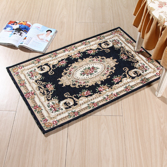 Multi-Colored Door Rug Traditional Peonies Area Carpet Polyester Stain Resistant Anti-Slip Backing Washable Rug Clearhalo 'Area Rug' 'Rugs' 'Shabby Chic' Rug' 2184286