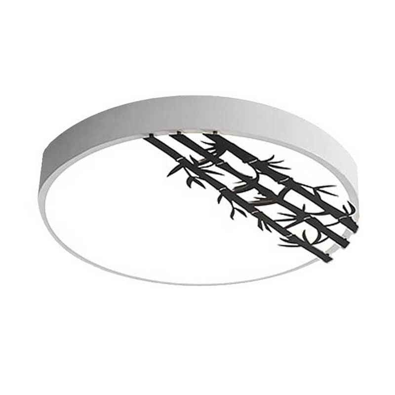 Modern 16"/19.5" Dia LED Flush Light Fixture Iron Round Ceiling Flush Mount with Bamboo Pattern for Bedroom, White Light Clearhalo 'Ceiling Lights' 'Close To Ceiling Lights' 'Close to ceiling' 'Flush mount' Lighting' 218576