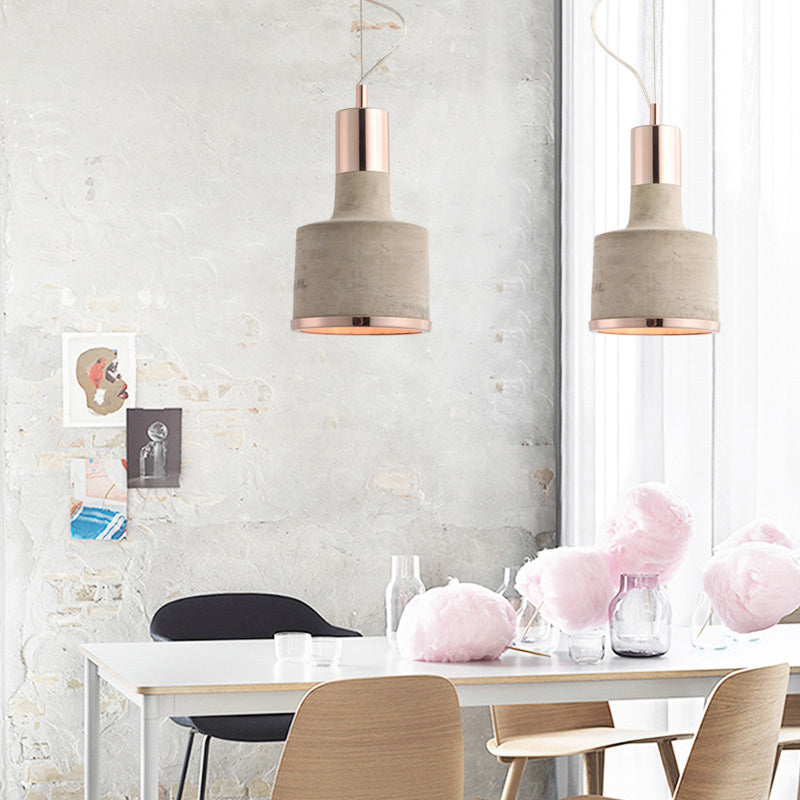 Flashlight Shaped Ceiling Light Minimalistic Cement 1 Bulb Dining Room Hanging Pendant Light Rose Gold Clearhalo 'Ceiling Lights' 'Lighting' 'Pendant Lights' 2186661_7abd4efe-ea79-4d5d-96b4-db27973cea7c