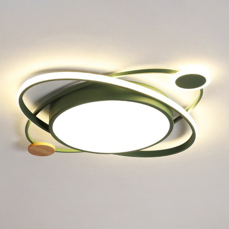 Macaron Orbit Shaped LED Flush Mount Lighting Metallic Kids Bedroom Flush Mount Ceiling Light Clearhalo 'Ceiling Lights' 'Close To Ceiling Lights' 'Close to ceiling' 'Flush mount' Lighting' 2186803