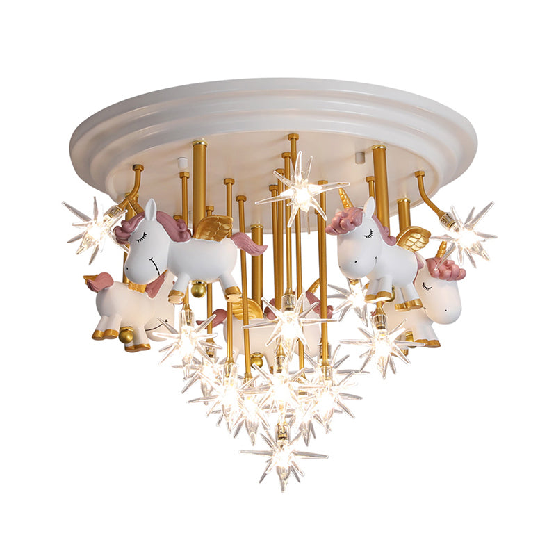 Flying Unicorn Kindergarten Semi Flush Mount Resin Kids LED Ceiling Mounted Lighting Clearhalo 'Ceiling Lights' 'Close To Ceiling Lights' 'Close to ceiling' 'Semi-flushmount' Lighting' 2197191