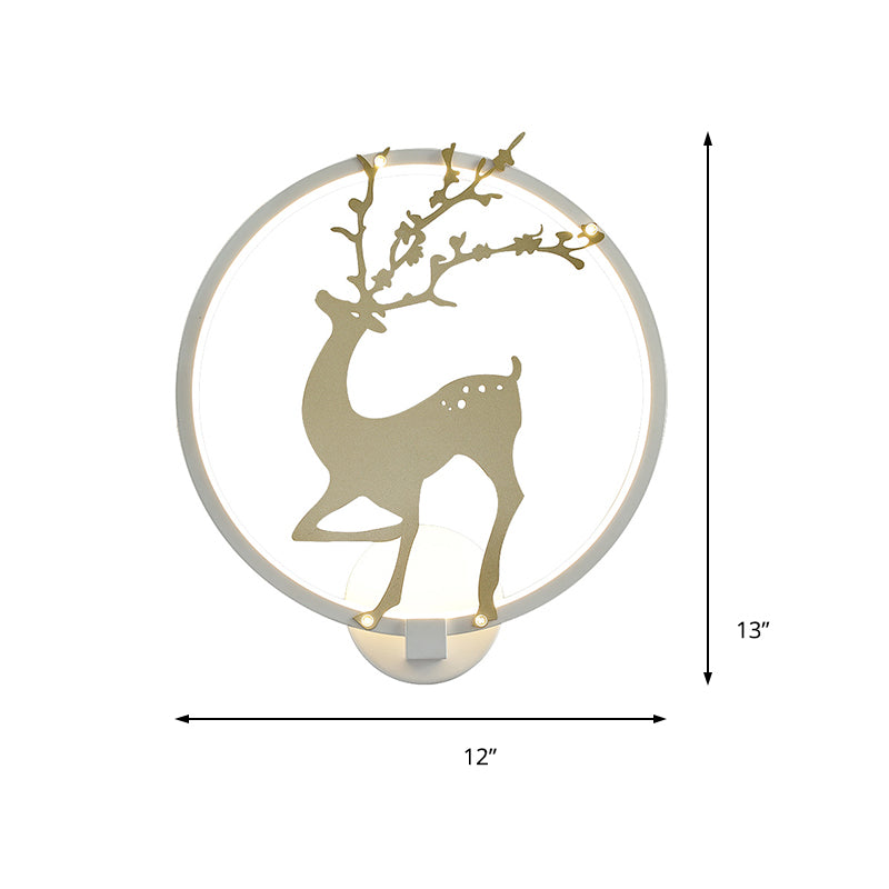 Contemporary Black/White Acrylic Ring Sconce Light LED Wall Mount Lighting Ideas with Sika Deer Pattern Clearhalo 'Modern wall lights' 'Modern' 'Wall Lamps & Sconces' 'Wall Lights' Lighting' 220014