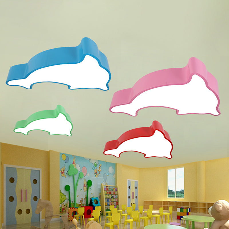 Dolphin Flush Light Minimalist Acrylic Kindergarten LED Flush Ceiling Light Fixture Clearhalo 'Ceiling Lights' 'Close To Ceiling Lights' 'Close to ceiling' 'Flush mount' Lighting' 2204306