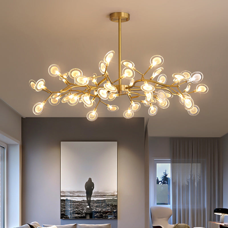 Tree Branch LED Ceiling Lighting Postmodern Metallic Living Room Chandelier Light Fixture Clearhalo 'Ceiling Lights' 'Chandeliers' 'Glass shade' 'Glass' 'Modern Chandeliers' 'Modern' Lighting' 2205151