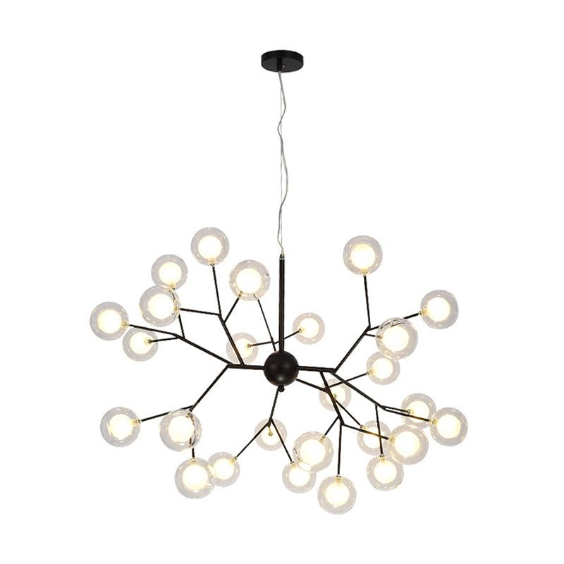Round Chandelier Lighting Minimalist Clear Glass Black LED Pendant Light for Dining Room Clearhalo 'Ceiling Lights' 'Chandeliers' 'Modern Chandeliers' 'Modern' Lighting' 2205867
