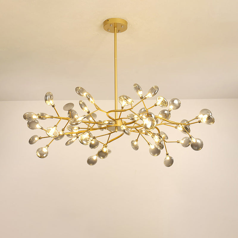 Firefly Shade Living Room Chandelier Light Acrylic Nordic LED Suspension Lighting in Gold 54 Gold D Clearhalo 'Ceiling Lights' 'Chandeliers' 'Modern Chandeliers' 'Modern' Lighting' 2205901