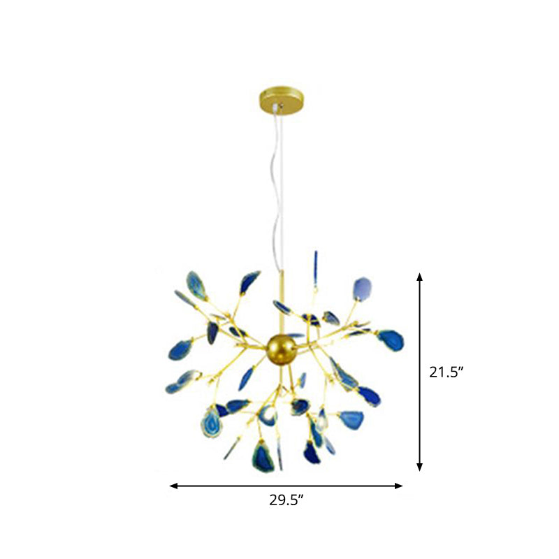 Sputnik Firefly LED Ceiling Lighting Artistic Agate Living Room Chandelier Light in Gold Clearhalo 'Ceiling Lights' 'Chandeliers' 'Modern Chandeliers' 'Modern' Lighting' 2205918