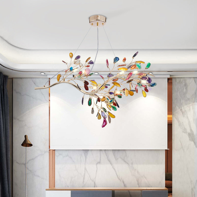 Nordic Firefly Chandelier Pendant Light Colorful Agate Living Room