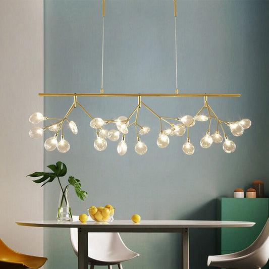 Branched Firefly Island Light Fixture Nordic Style Clear Glass Dining Room LED Ceiling Pendant Light Clearhalo 'Ceiling Lights' 'Island Lights' Lighting' 2205963