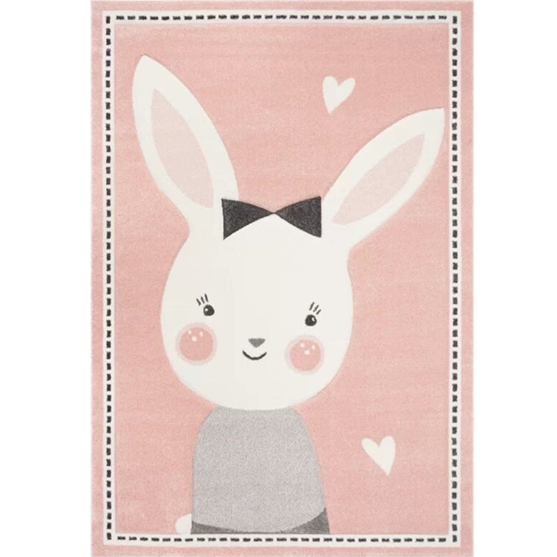 Simple Kids Bedroom Rug Multi Color Cartoon Animal Area Carpet Cotton Blend Pet Friendly Washable Rug Pink Clearhalo 'Area Rug' 'Rug' 2208227