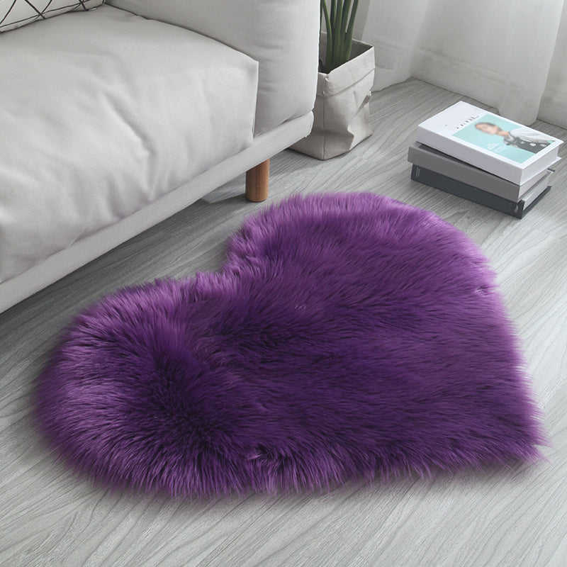 Heart Shape Solid Color Rug Multi-Colored Simple Carpet Fluffy Pet Friendly Machine Washable Rug for Bedroom Purple Clearhalo 'Area Rug' 'Casual' 'Rugs' Rug' 2208285