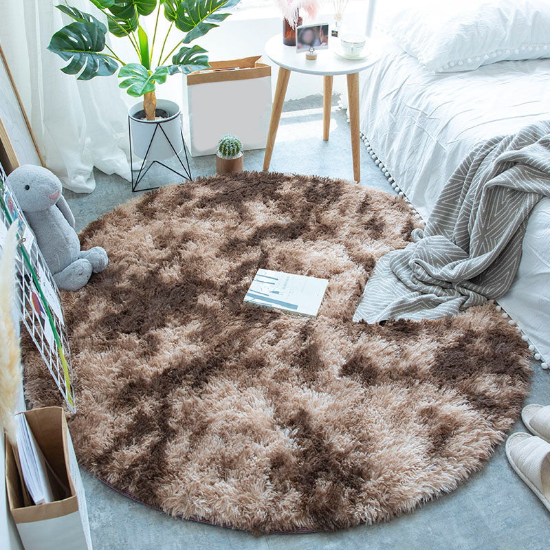 Multi-Color Tie Dye Pattern Rug Faux Fur Relaxing Area Carpet Pet Friendly Non-Slip Rug for Bedroom Dark Coffee Clearhalo 'Area Rug' 'Casual' 'Rugs' Rug' 2208426