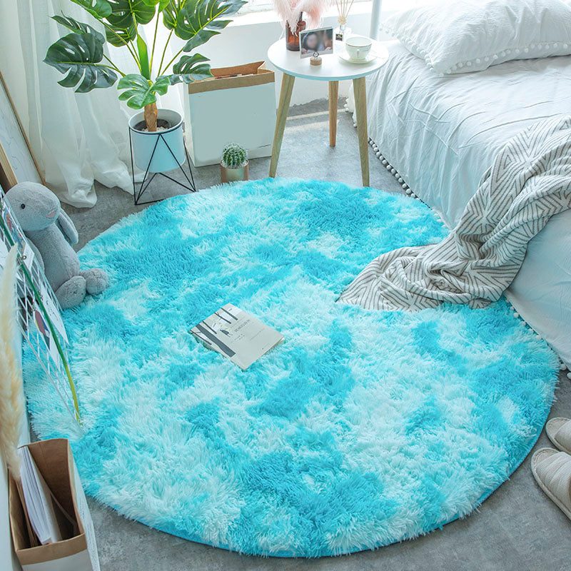 Multi-Color Tie Dye Pattern Rug Faux Fur Relaxing Area Carpet Pet Friendly Non-Slip Rug for Bedroom Water Blue Clearhalo 'Area Rug' 'Casual' 'Rugs' Rug' 2208435