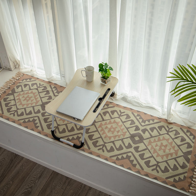 Moroccan Room Rug Multi-Color Tribal Totem Rug Cotton Blend Washable Hand Twisted Carpet with Tassel Clearhalo 'Area Rug' 'Moroccan' 'Rugs' Rug' 2209567