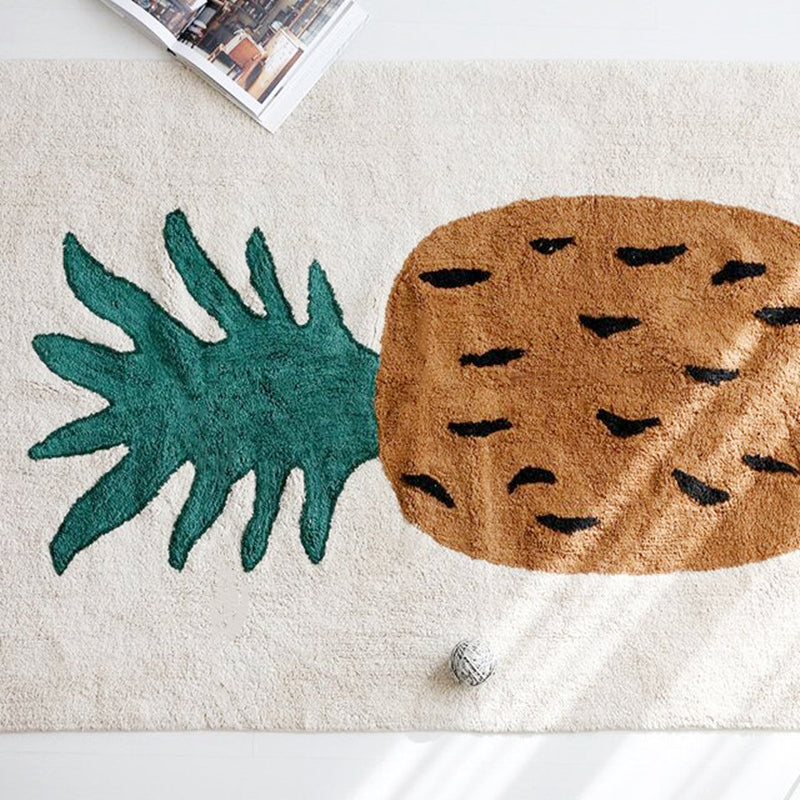 Brown Kids Bedroom Rug Lovely Cartoon Pineapple Pattern Rug Blended Easy Care Pet Friendly Carpet Clearhalo 'Area Rug' 'Rug' 2213998