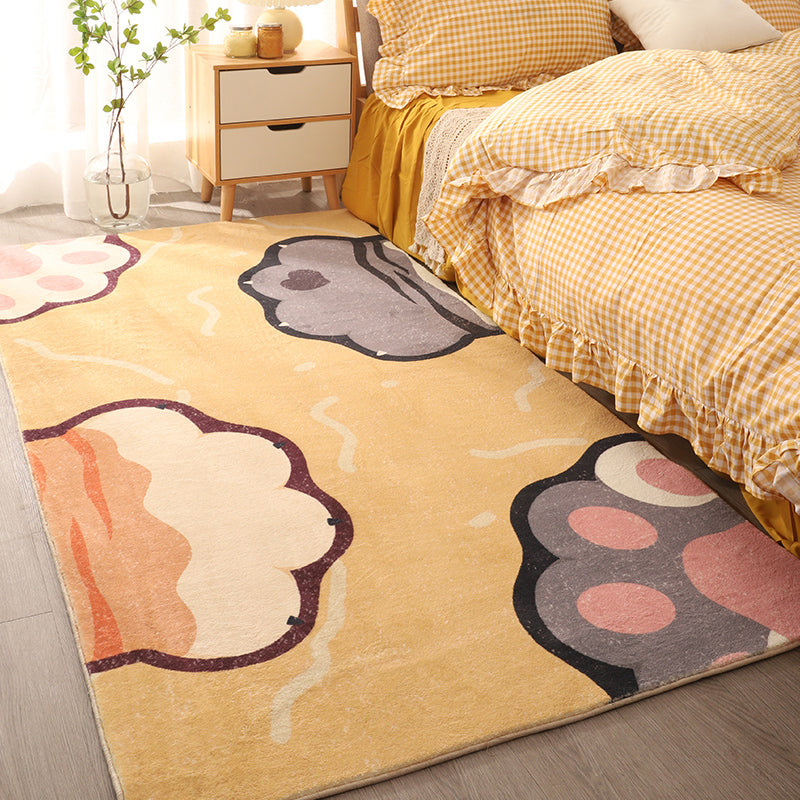 Cute Childrens Bedroom Rug Multicolor Cartoon Printed Area Carpet Synthetics Non-Slip Backing Pet Friendly Rug Yellow Clearhalo 'Area Rug' 'Rug' 2214467