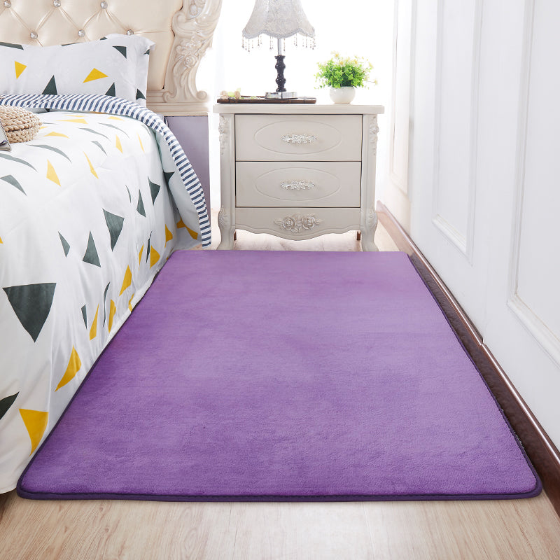 Casual Multi Color Modern Rug Synthetics Solid Color Carpet Anti-Slip Backing Stain-Resistant Rug for Bedroom Purple Clearhalo 'Area Rug' 'Casual' 'Rugs' Rug' 2214719