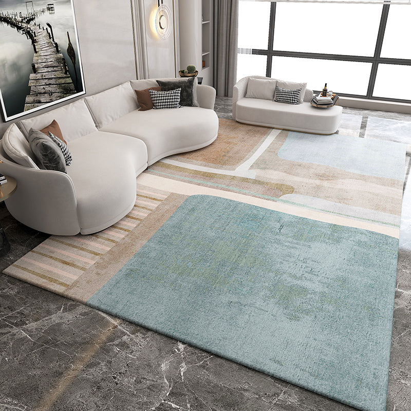 Multi Color Abstract Print Rug Cotton Blend Funky Rug Pet Friendly Easy Care Area Carpet for Living Room Blue Clearhalo 'Area Rug' 'Rug' 2215583
