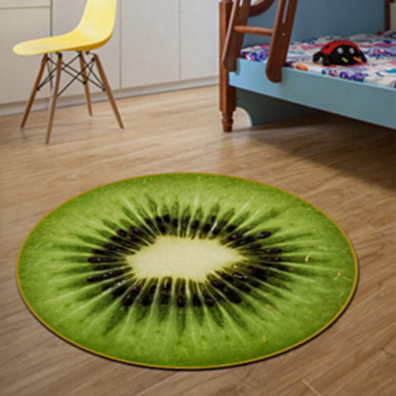 Multi-Color Relaxing Rug Polyster Fruit Print Area Carpet Easy Care Machine Washable Indoor Rug for Kids Bedroom Dark Green Clearhalo 'Area Rug' 'Rug' 2215854